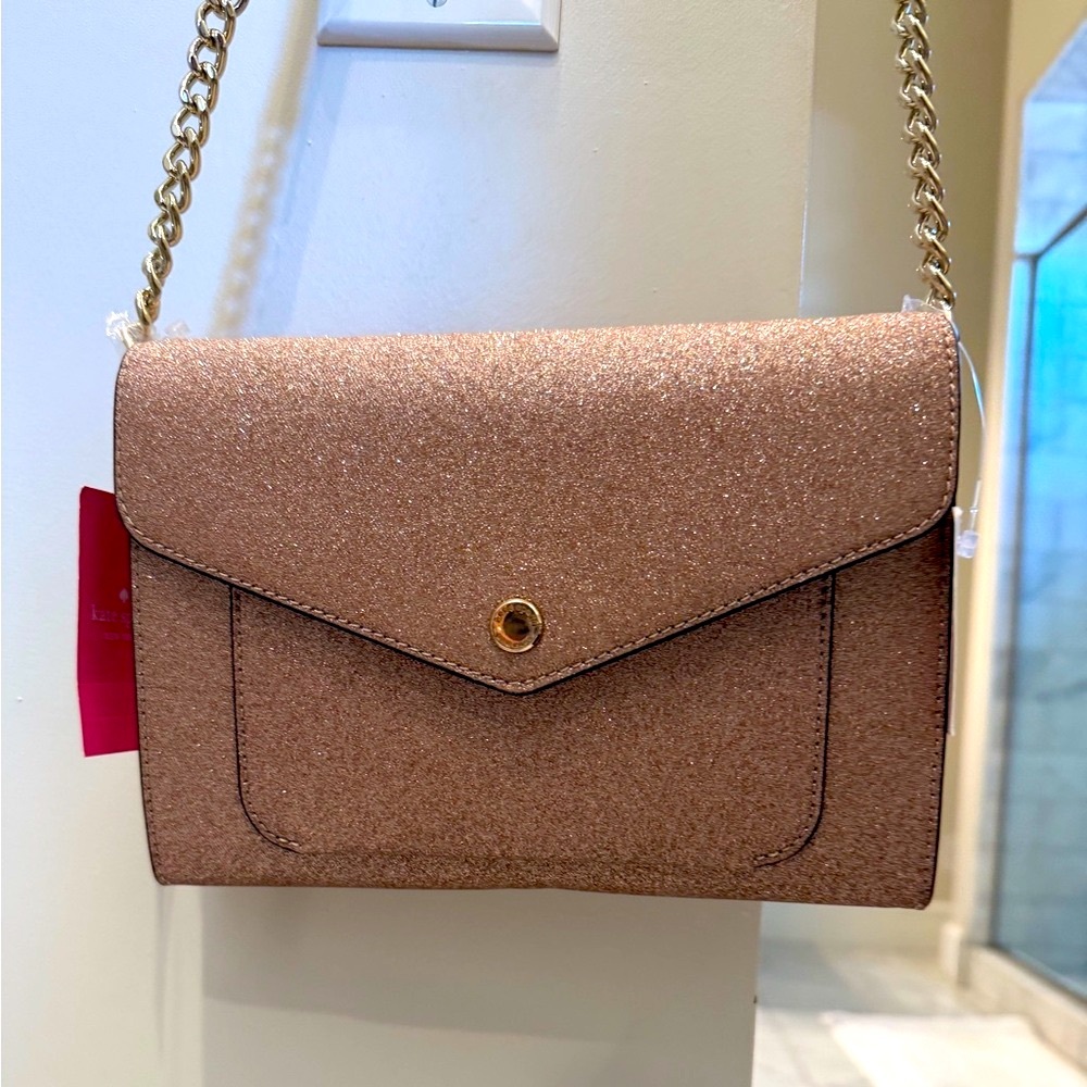 KATE SPADE - Elegant Glittery Crossbody Bag (rose color) NWT